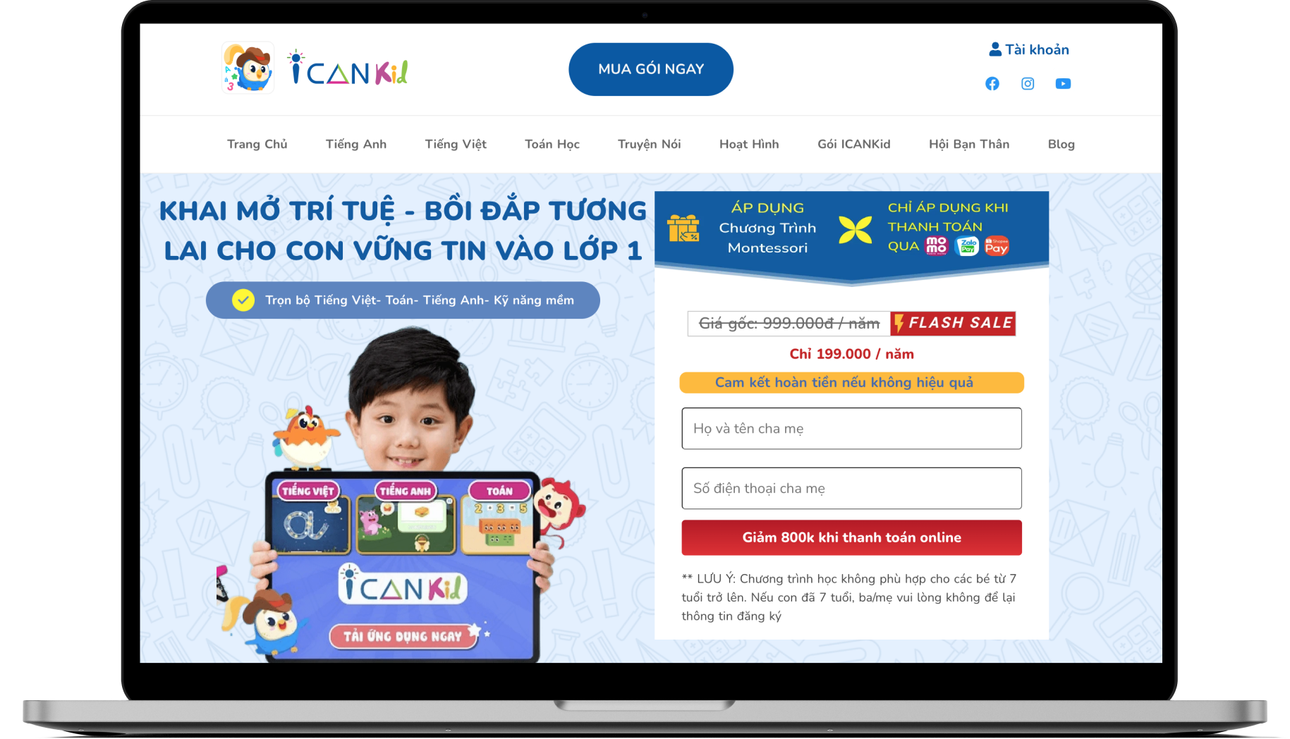 Ứng dụng ICANKid dành cho bé