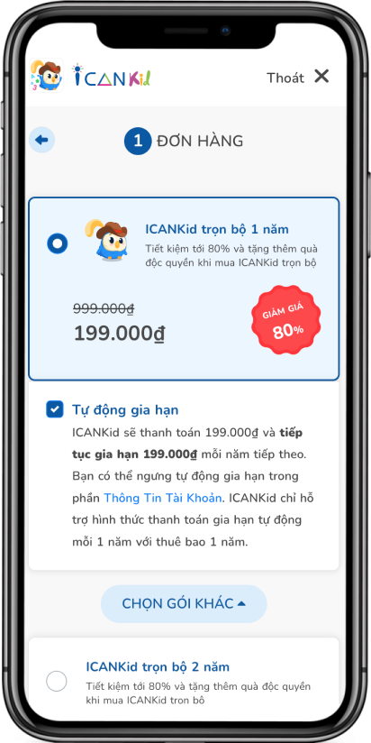 Ứng dụng ICANKid dành cho bé